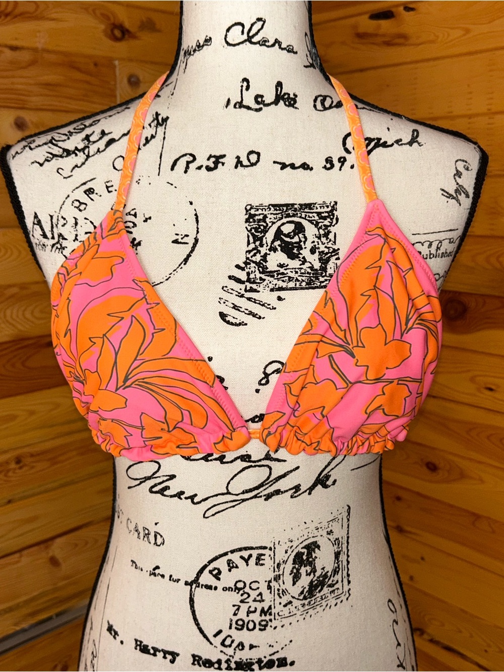 wild fable Pink and Orange Floral Halter Bikini Top